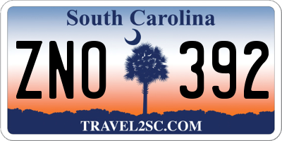 SC license plate ZNO392
