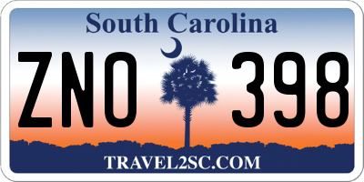 SC license plate ZNO398