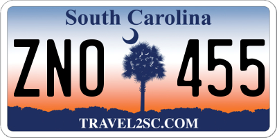 SC license plate ZNO455