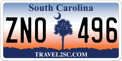 SC license plate ZNO496