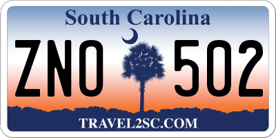 SC license plate ZNO502