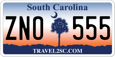 SC license plate ZNO555