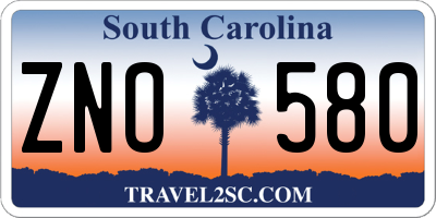 SC license plate ZNO580