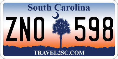 SC license plate ZNO598