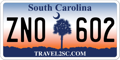 SC license plate ZNO602