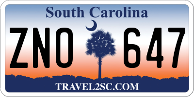 SC license plate ZNO647