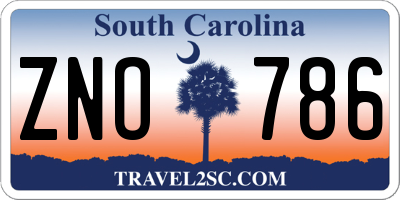 SC license plate ZNO786