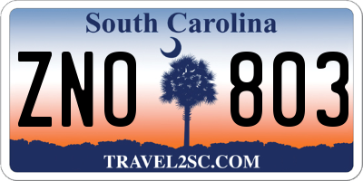 SC license plate ZNO803