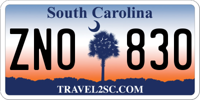 SC license plate ZNO830