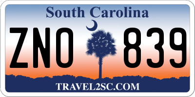 SC license plate ZNO839