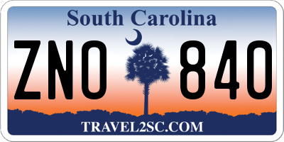 SC license plate ZNO840