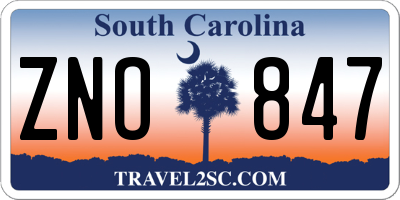SC license plate ZNO847