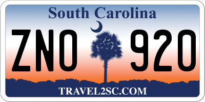 SC license plate ZNO920