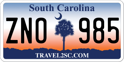 SC license plate ZNO985