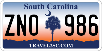 SC license plate ZNO986