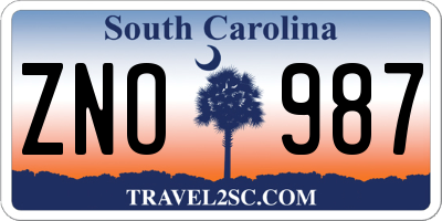 SC license plate ZNO987
