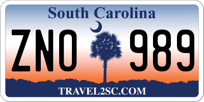 SC license plate ZNO989