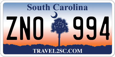 SC license plate ZNO994