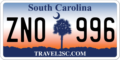 SC license plate ZNO996