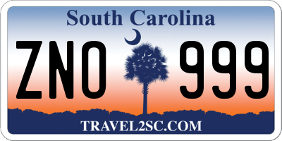 SC license plate ZNO999