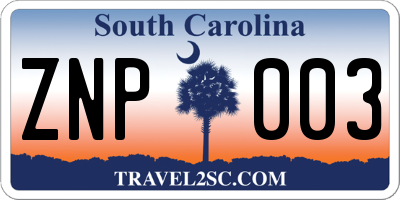 SC license plate ZNP003