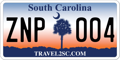 SC license plate ZNP004