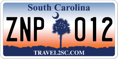 SC license plate ZNP012