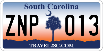 SC license plate ZNP013