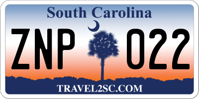 SC license plate ZNP022