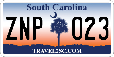 SC license plate ZNP023