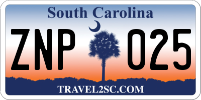 SC license plate ZNP025