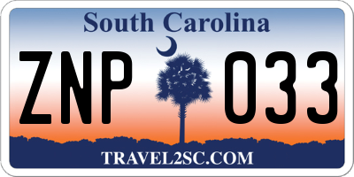 SC license plate ZNP033