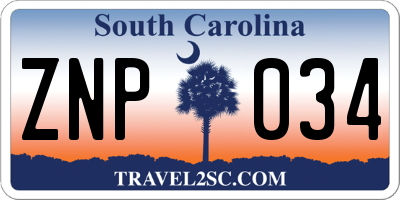 SC license plate ZNP034