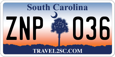 SC license plate ZNP036