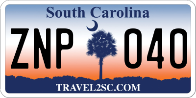 SC license plate ZNP040