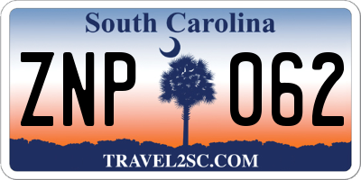 SC license plate ZNP062
