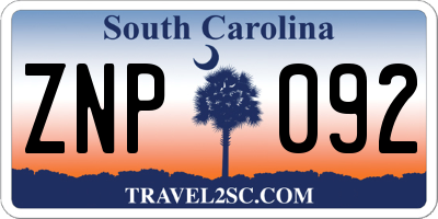 SC license plate ZNP092