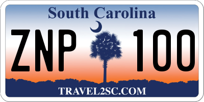SC license plate ZNP100