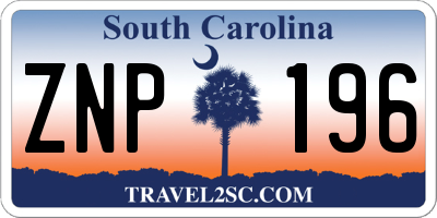 SC license plate ZNP196
