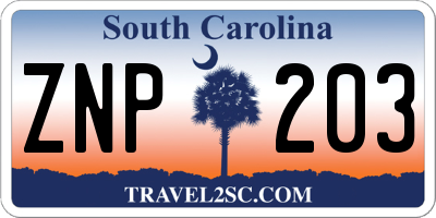 SC license plate ZNP203