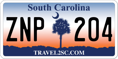 SC license plate ZNP204