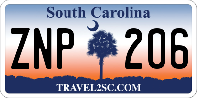 SC license plate ZNP206