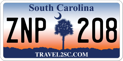 SC license plate ZNP208