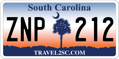 SC license plate ZNP212