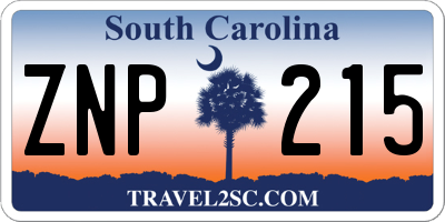 SC license plate ZNP215