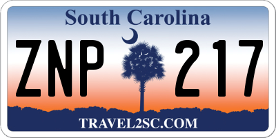 SC license plate ZNP217