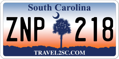 SC license plate ZNP218