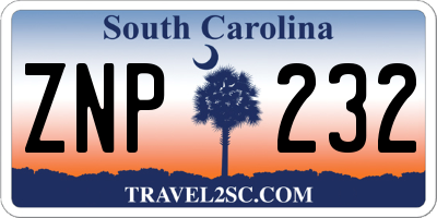 SC license plate ZNP232