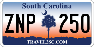 SC license plate ZNP250