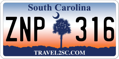 SC license plate ZNP316